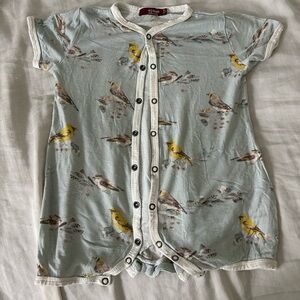 Milkbarn short sleeve shortie jumpsuit bird print